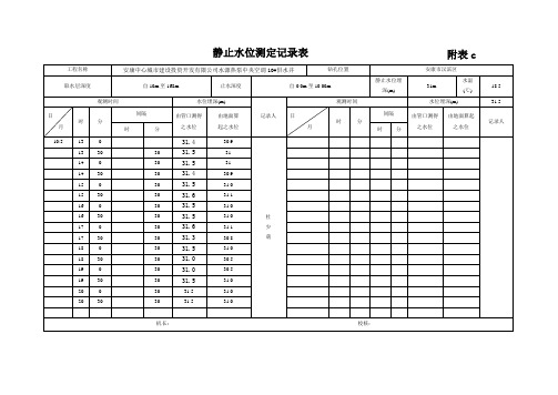 静止水位测定记录表