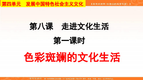 高二政治文化生活：第八课 走进文化生活 第1课时 色彩斑斓的文化生活 精品