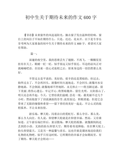 初中生关于期待未来的作文600字