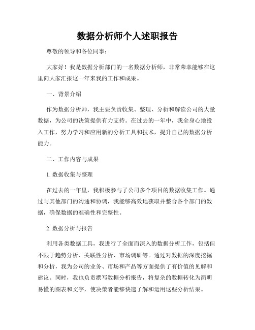 数据分析师个人述职报告