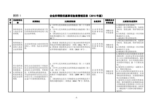 企业所得税优惠事项备案管理目录.