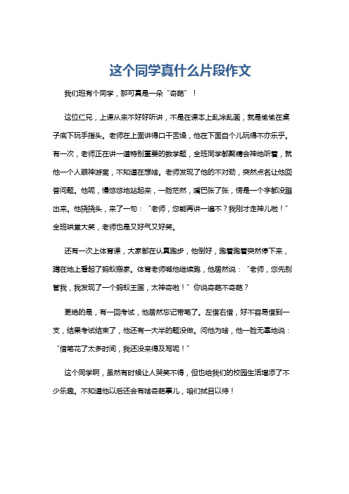 这个同学真什么片段作文