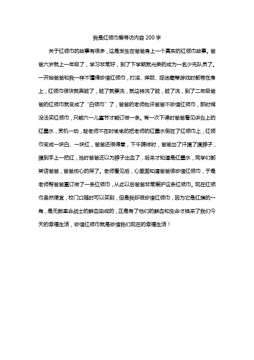 我是红领巾爱寻访内容200字