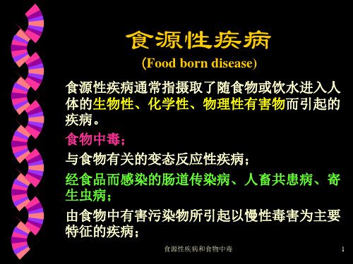 食源性疾病和食物中毒课件