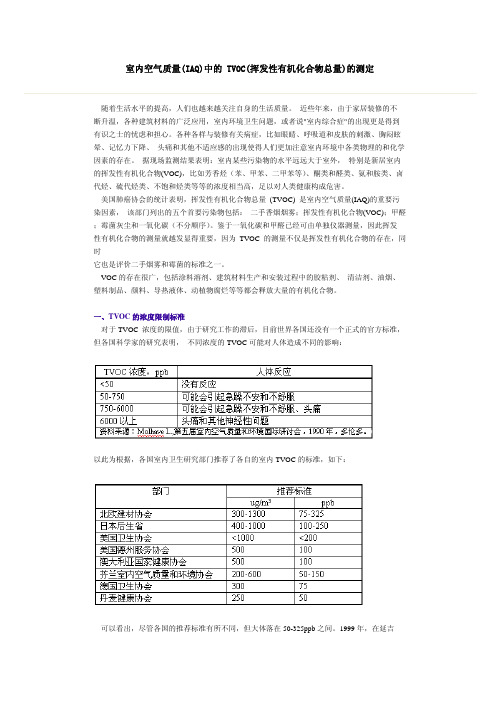 室内空气质量IAQ中的TVOC挥发性有机化合物总量的测定