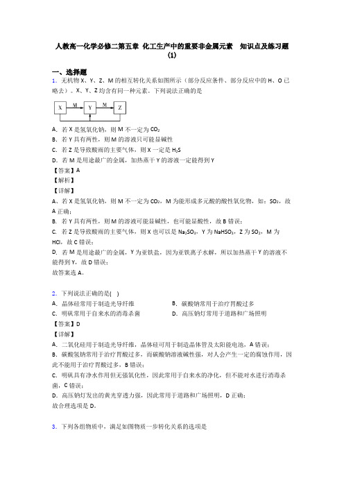人教高一化学必修二第五章 化工生产中的重要非金属元素 知识点及练习题(1)