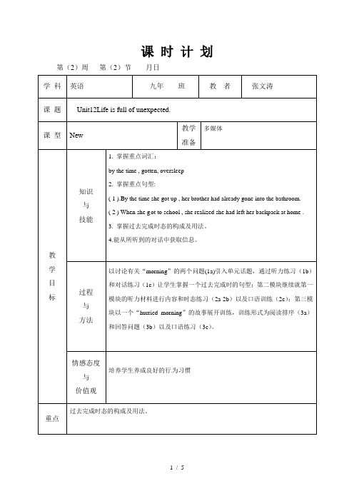 中学九年级英语教案unit12教案