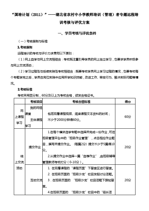 国培计划考核方案