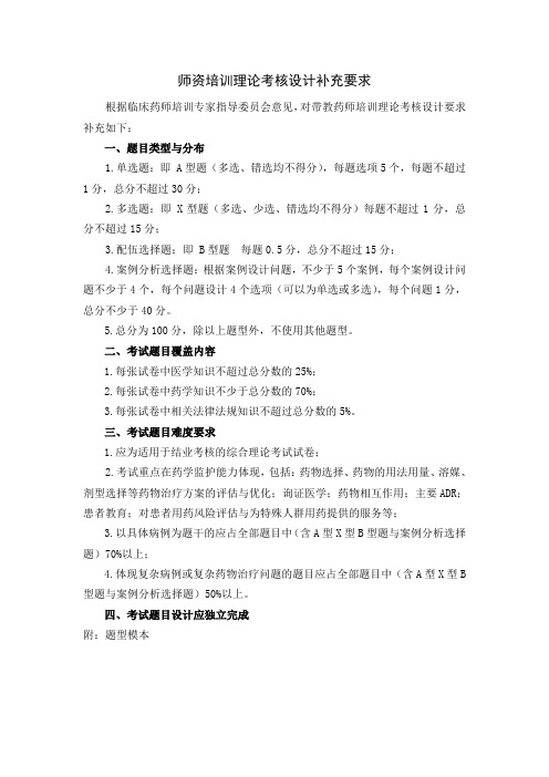 临床药师师资培训理论考核设计模板