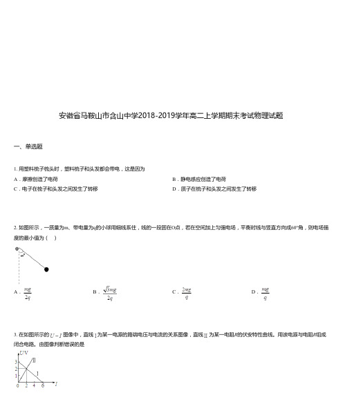 安徽省马鞍山市含山中学2018-2019学年高二上学期期末考试物理试题