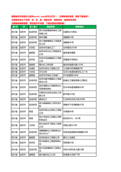 2020新版四川省自贡市化工有限公司工商企业公司商家名录名单黄页联系电话号码地址大全47家