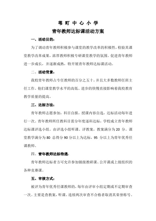 青年教师达标课活动方案