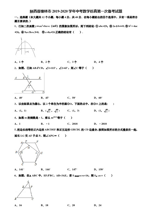 陕西省榆林市2019-2020学年中考数学仿真第一次备考试题含解析