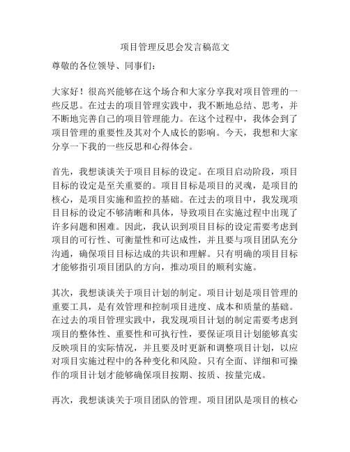 项目管理反思会发言稿范文