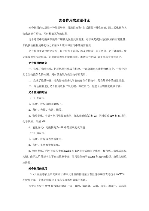 光合作用实质是什么