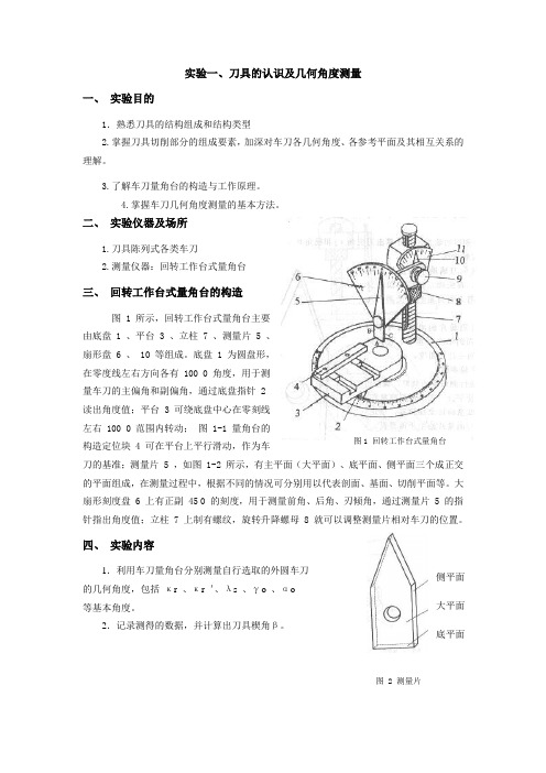 刀具的认识及几何角度测量