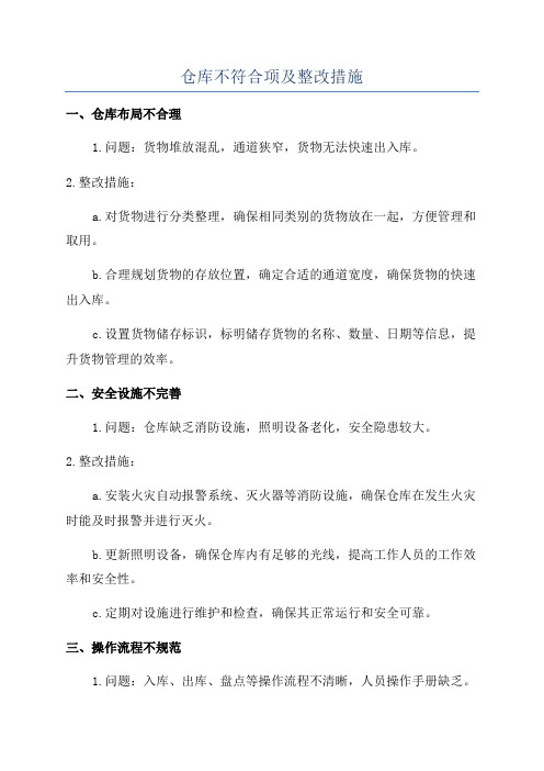 仓库不符合项及整改措施