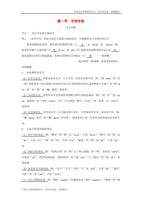 中考语文复习讲解篇第一篇积累与运用第一节字音字形