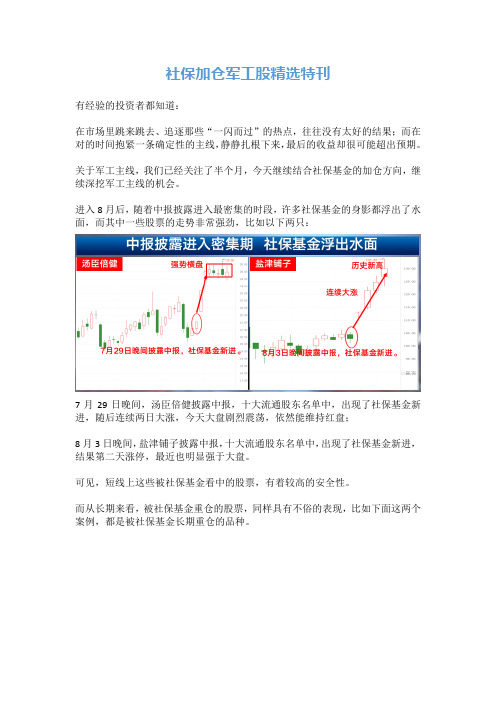 社保加仓军工股精选特刊20200813