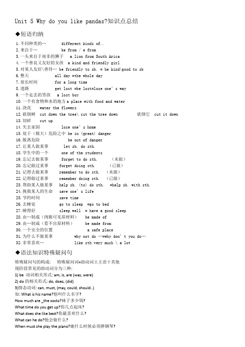 Unit5单元知识点总结人教版七年级英语下册