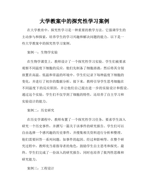 大学教案中的探究性学习案例