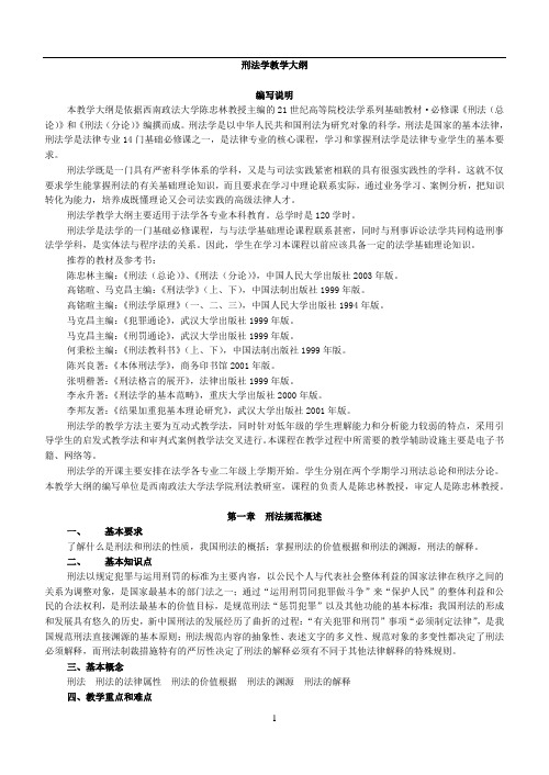 西南政法大学刑法学教学大纲