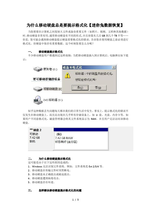 为什么移动硬盘总是要提示格式化【迷你兔数据恢复】