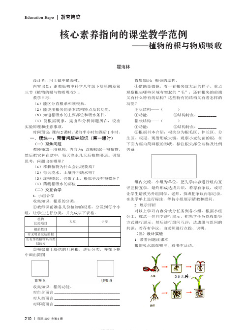 核心素养指向的课堂教学范例——植物的根与物质吸收