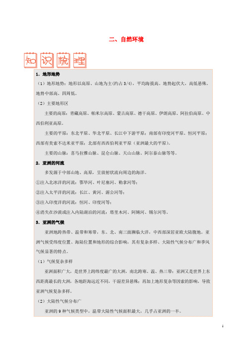 七年级地理下册第六章我们生活的大洲—亚洲6.2自然环境速记技巧(新版)新人教版