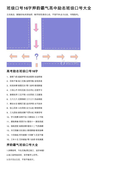 班级口号16字押韵霸气高中励志班级口号大全