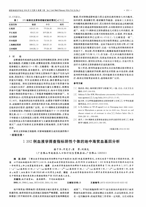 1392例血液学筛查指标阴性个体的地中海贫血基因分析