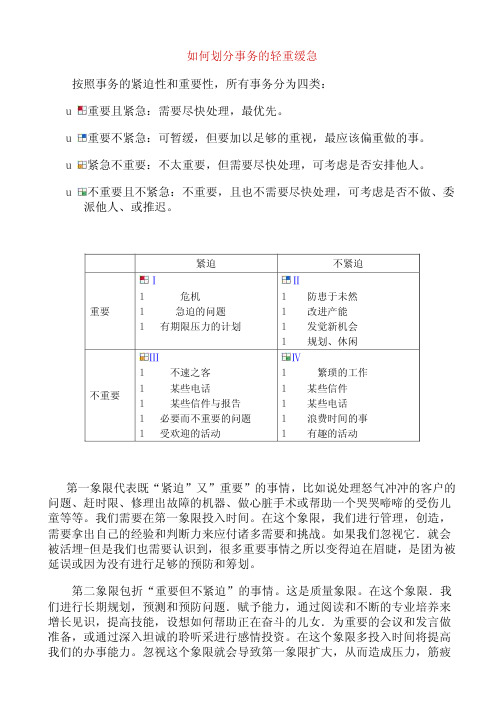 如何划分事务的轻重缓急