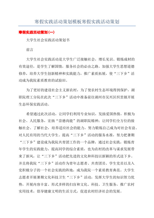 寒假实践活动策划模板寒假实践活动策划