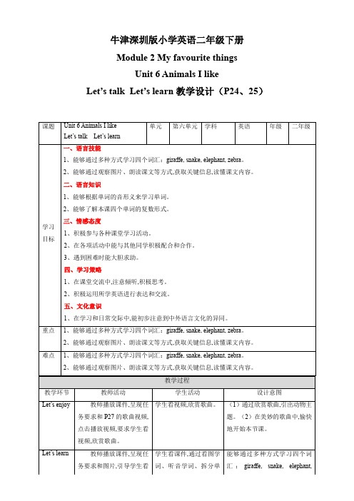 二年级下册英语 - Module 2  Unit 6 教案  沪教牛津版