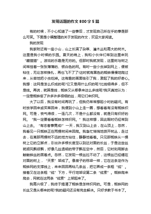 发现话题的作文800字5篇