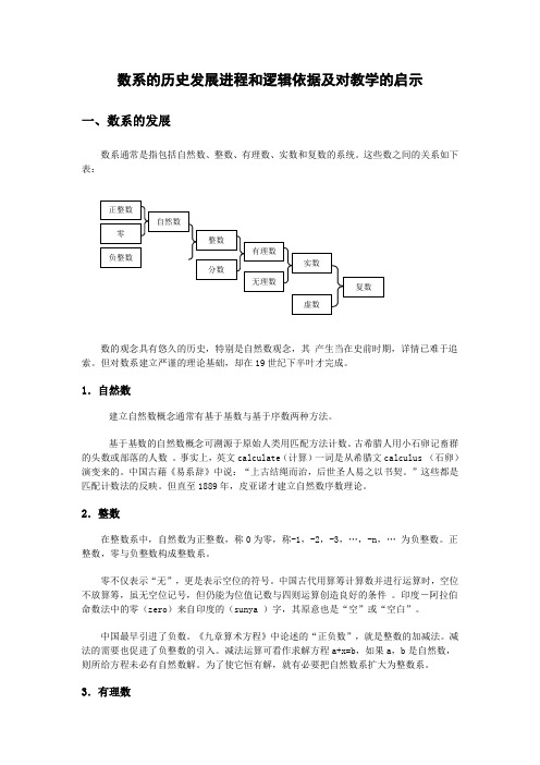 数系的历史发展进程和逻辑依据及对教学的启示