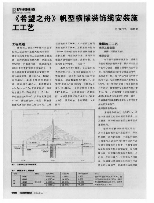 《希望之舟》帆型横撑装饰缆安装施工工艺