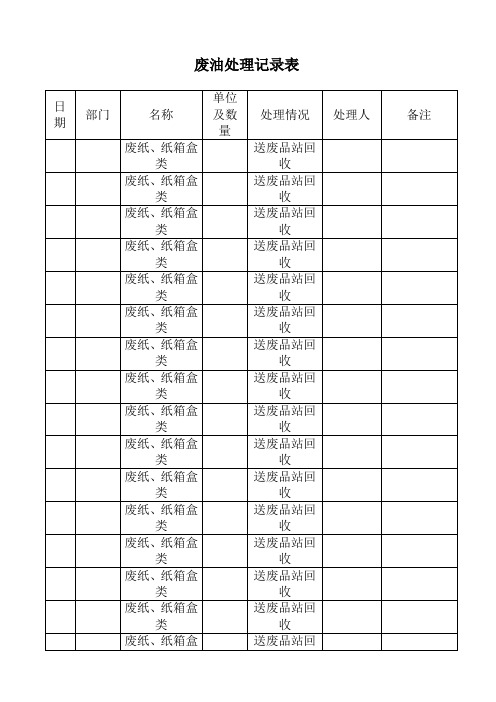 废弃物处理记录表