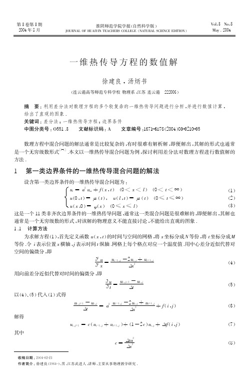 一维热传导方程的数值解