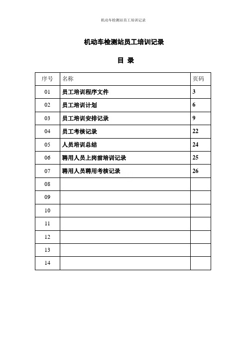 机动车检测站员工培训记录(2016年度)