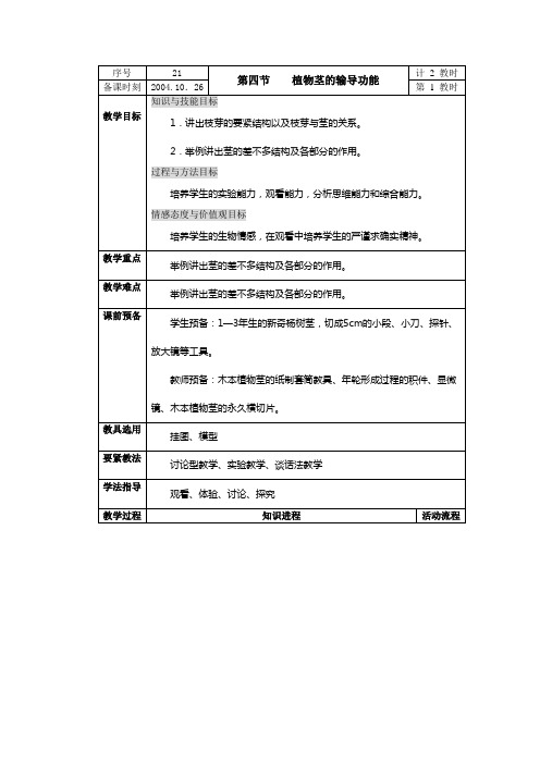 第四节《植物茎的输导功能》教案(苏教版初一上) (4)