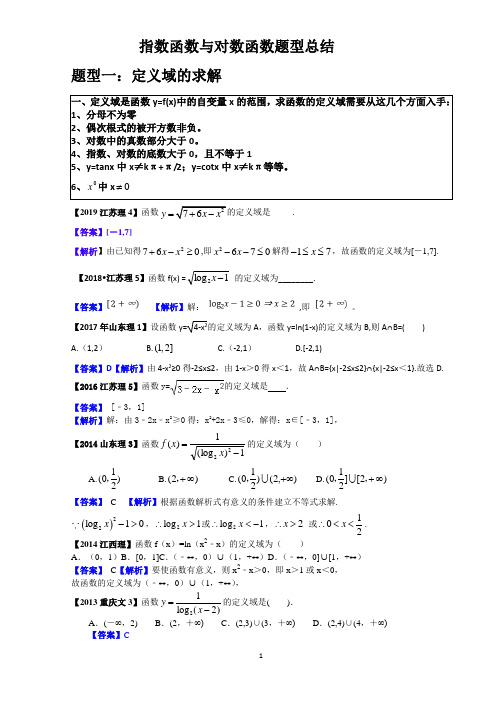 指数对数比大小及各种题型总结