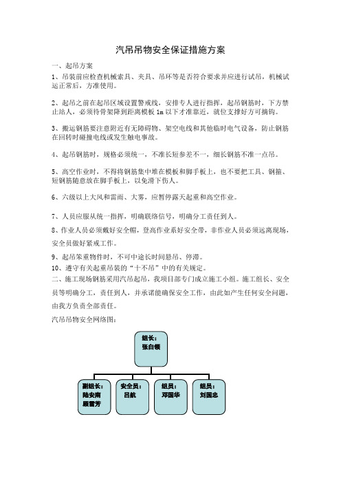 汽吊吊物安全保证措施方案