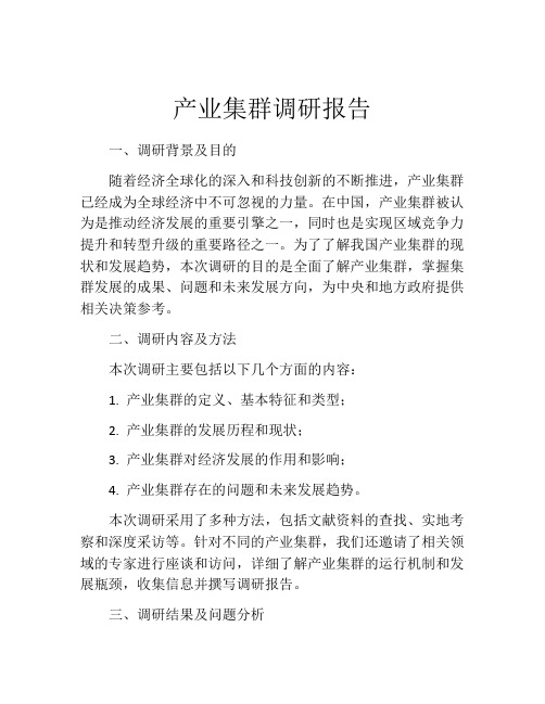 产业集群调研报告