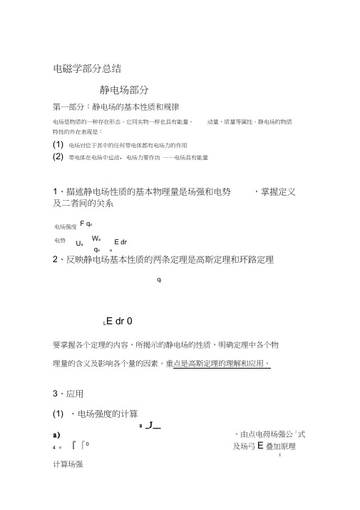 大学物理电磁学部分总结