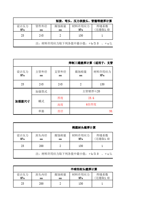 压力容器、压力管道管件壁厚计算