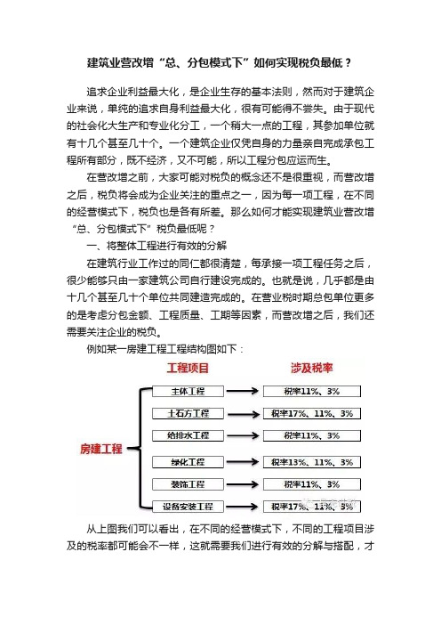 建筑业营改增“总、分包模式下”如何实现税负最低？