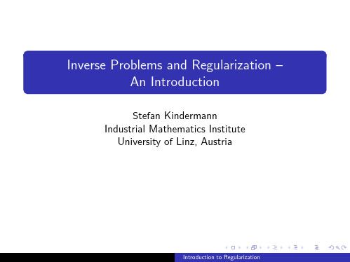 Inverse Problems and Regularizatio An Introduction