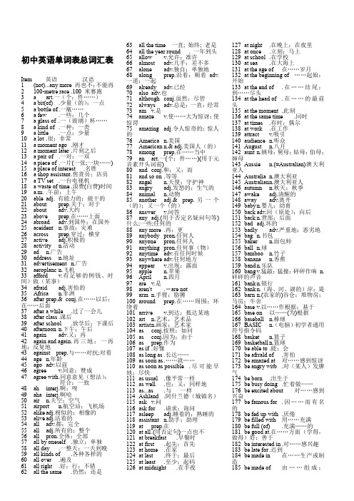 中考总复习初中英语单词表总词汇表(word版)