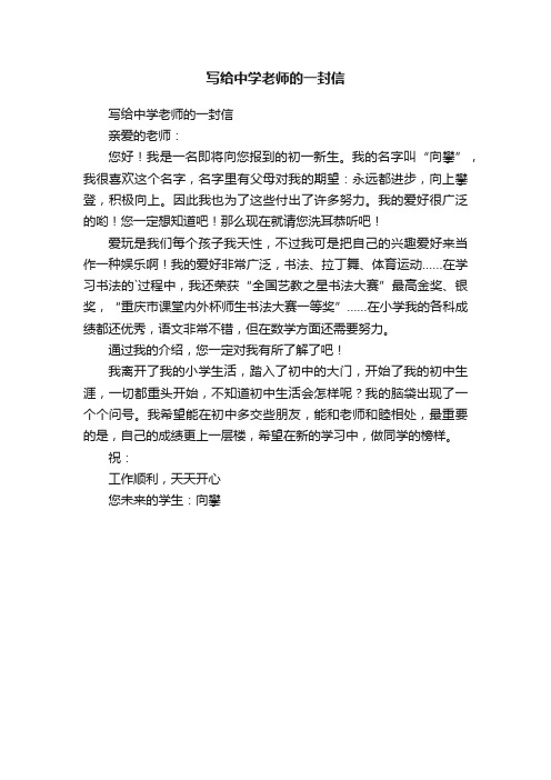 写给中学老师的一封信